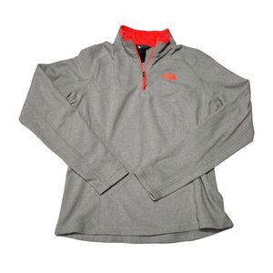 The North Face Women’s S - 1/4 Zip Pullover Fleece Sweater Grey Neon Pink/Orange